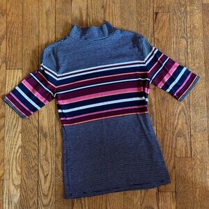 Arizona Jean Company Striped Top - Navy, Pink, White